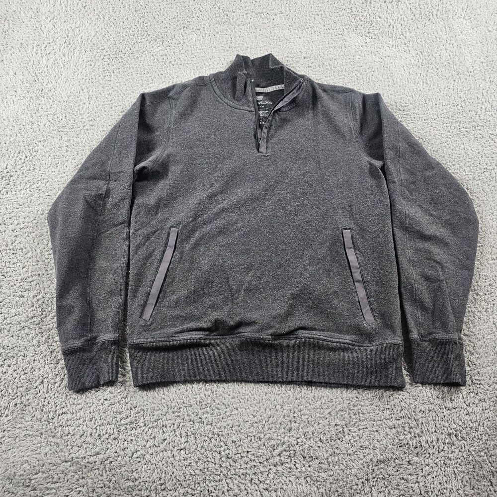 MAck Weldon Sweater Mens Medium Gray Pullover 1/4 Zip Stretch Casual Pockets